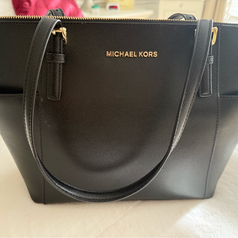 Michael Kors Black Tote with Gold Accents